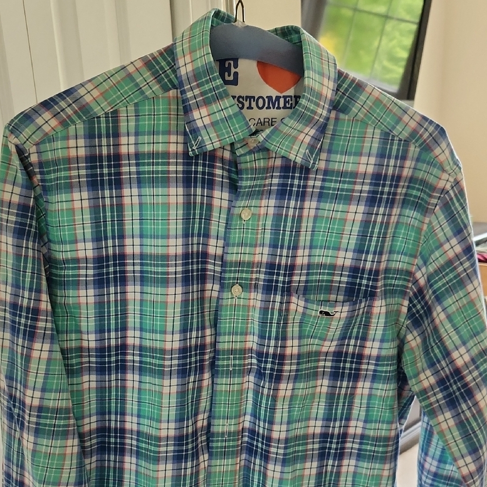 Vineyard Vines Green and Blue Tartan Casual Shirt